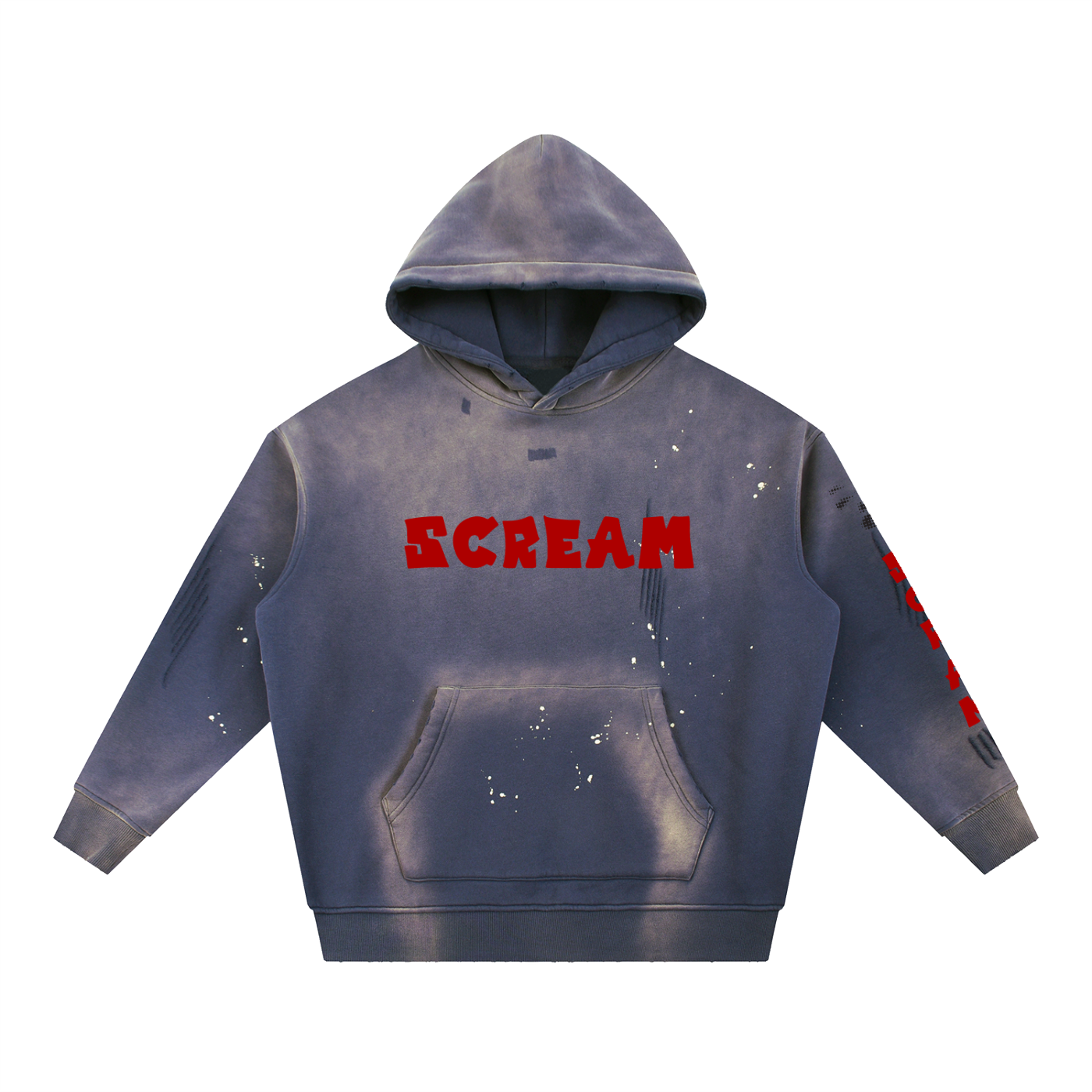 Vintage Washed Frayed Fleece Hoodie