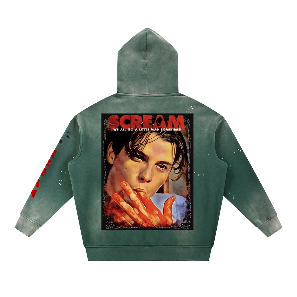 Vintage Washed Frayed Fleece Hoodie
