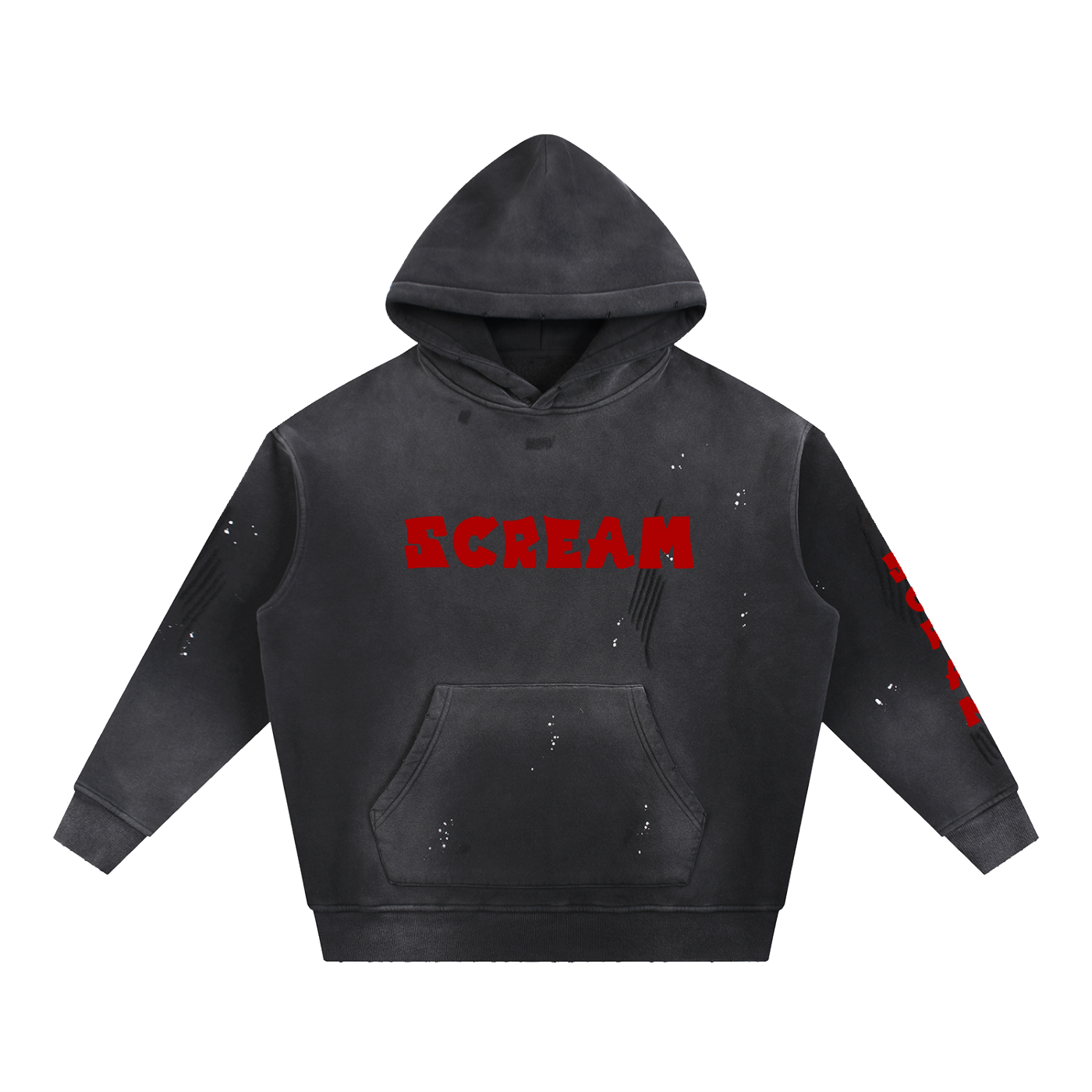 Vintage Washed Frayed Fleece Hoodie