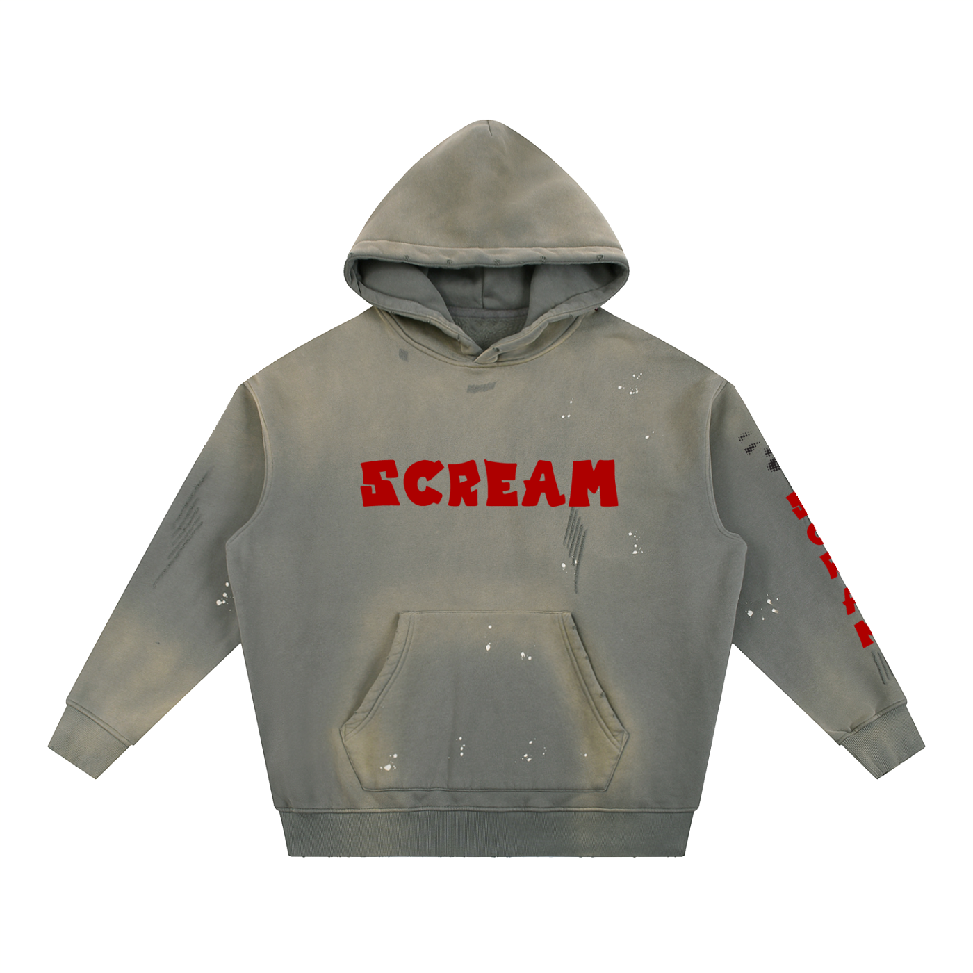 Vintage Washed Frayed Fleece Hoodie