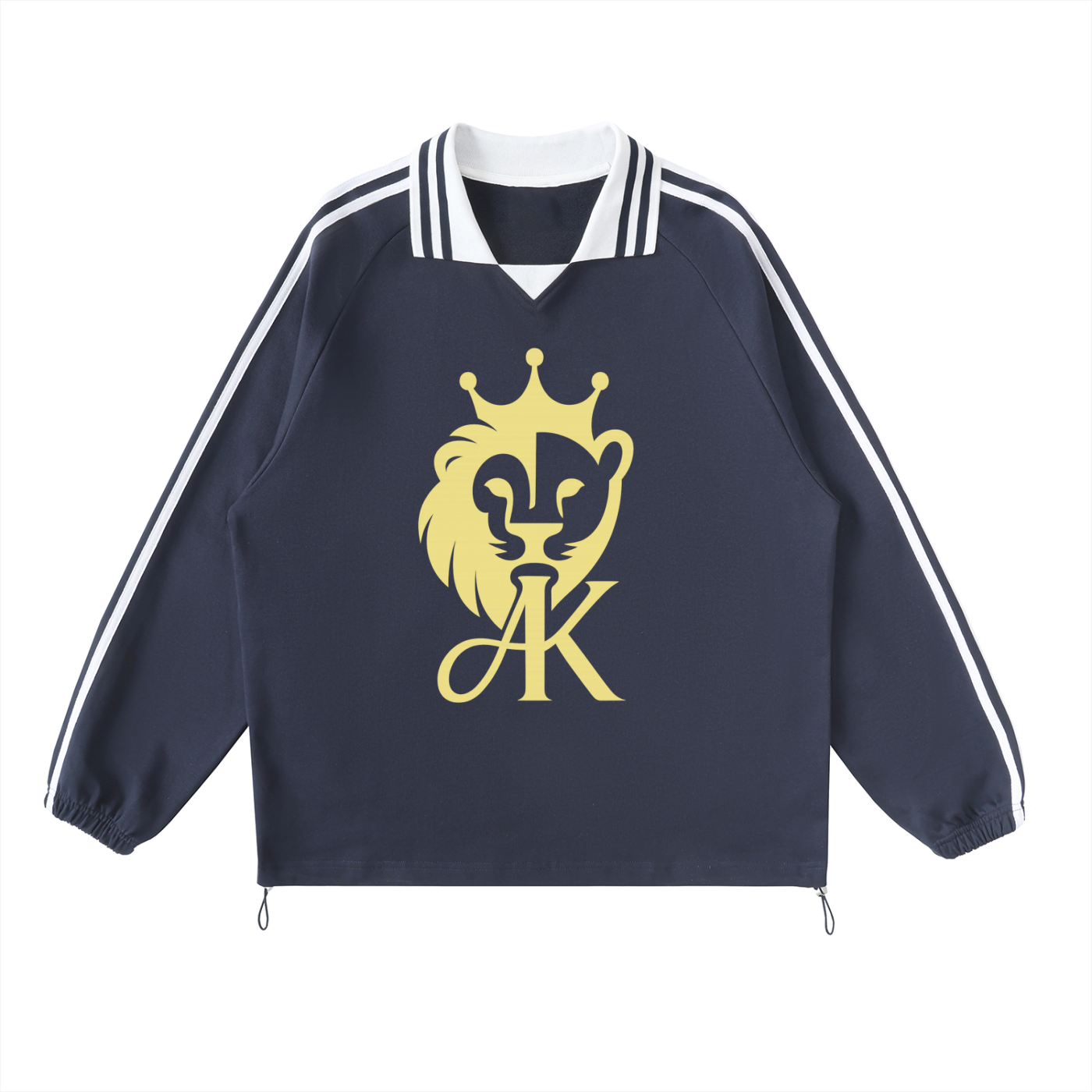Contrast Striped Lapel Collar Sweatshirt