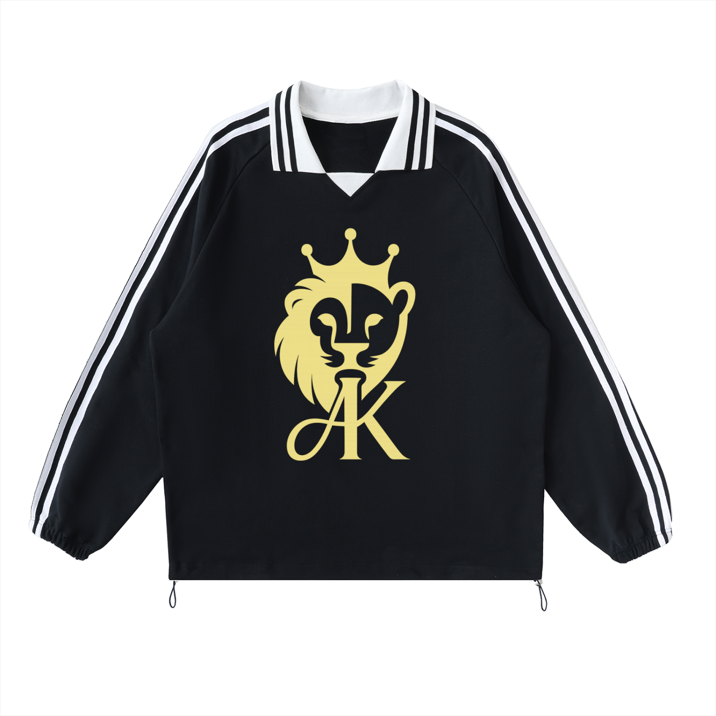 Contrast Striped Lapel Collar Sweatshirt