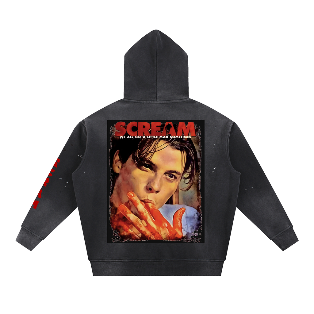 Vintage Washed Frayed Fleece Hoodie