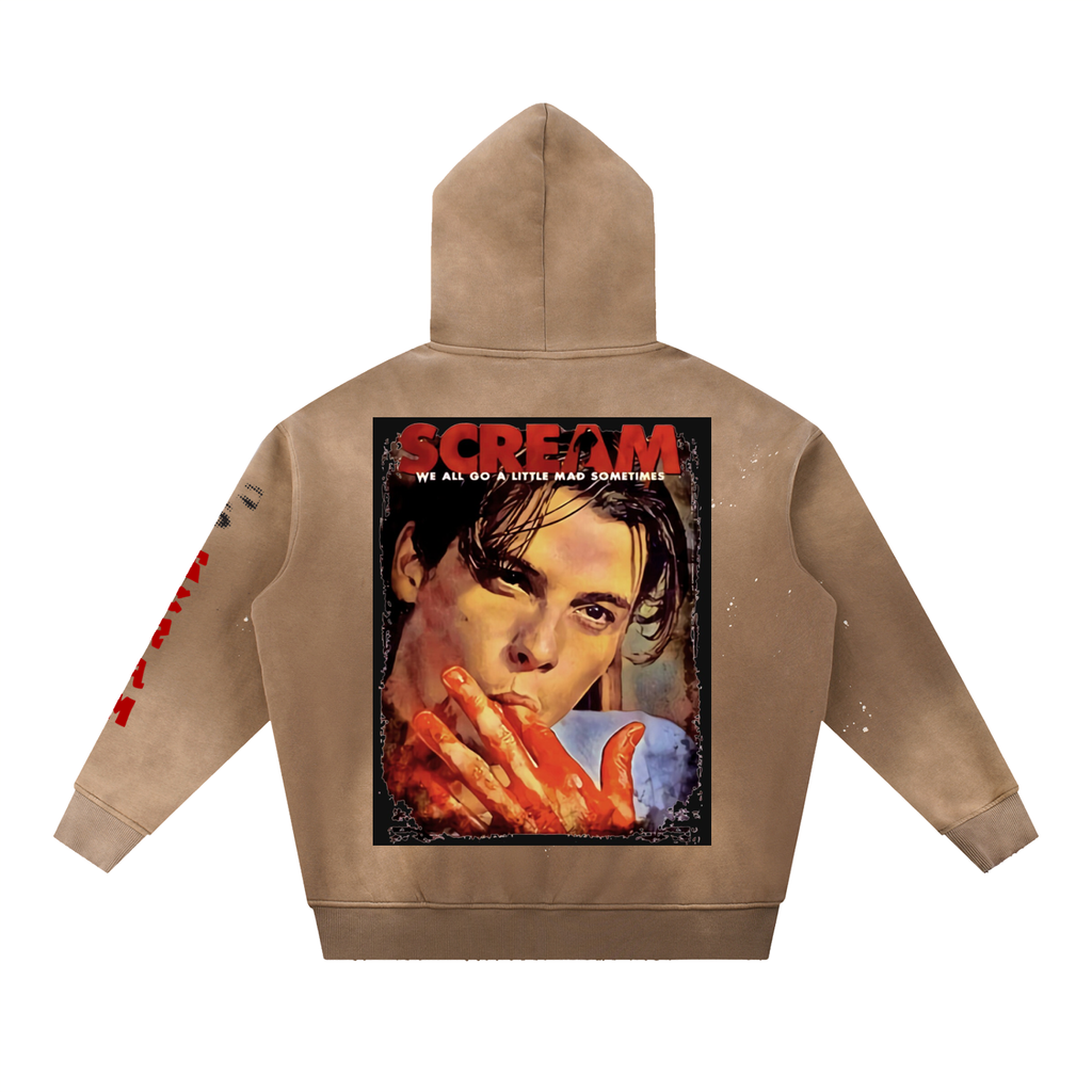 Vintage Washed Frayed Fleece Hoodie