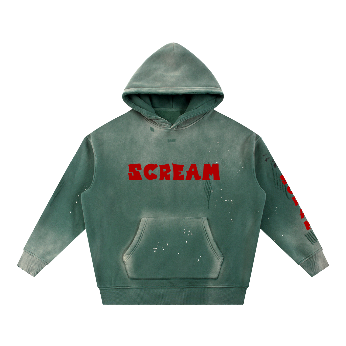 Vintage Washed Frayed Fleece Hoodie